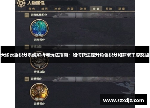 天谕云垂积分系统解析与玩法指南：如何快速提升角色积分和获取丰厚奖励
